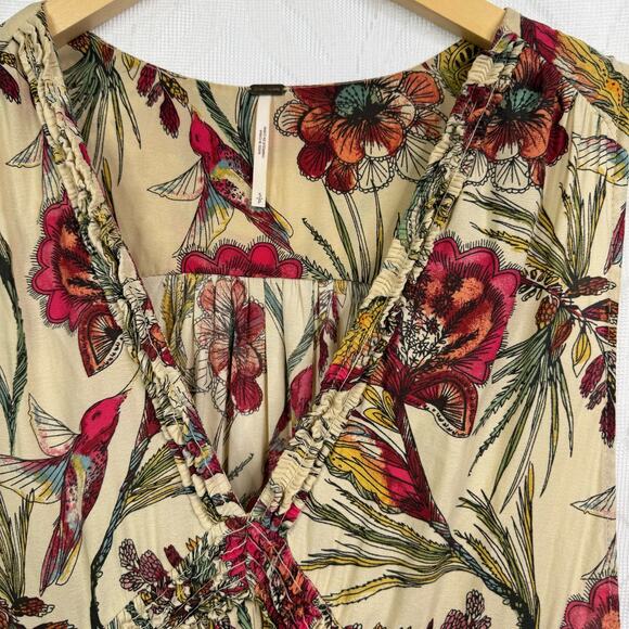 Free People Floral Hummingbird Purple Haze Boho Tunic Size S - Picture 7 of 11